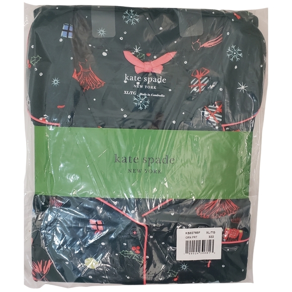 kate spade Other - KATE SPADE New York Pajama Set Women XL Long Sleeve Notch Collar Holiday NWT